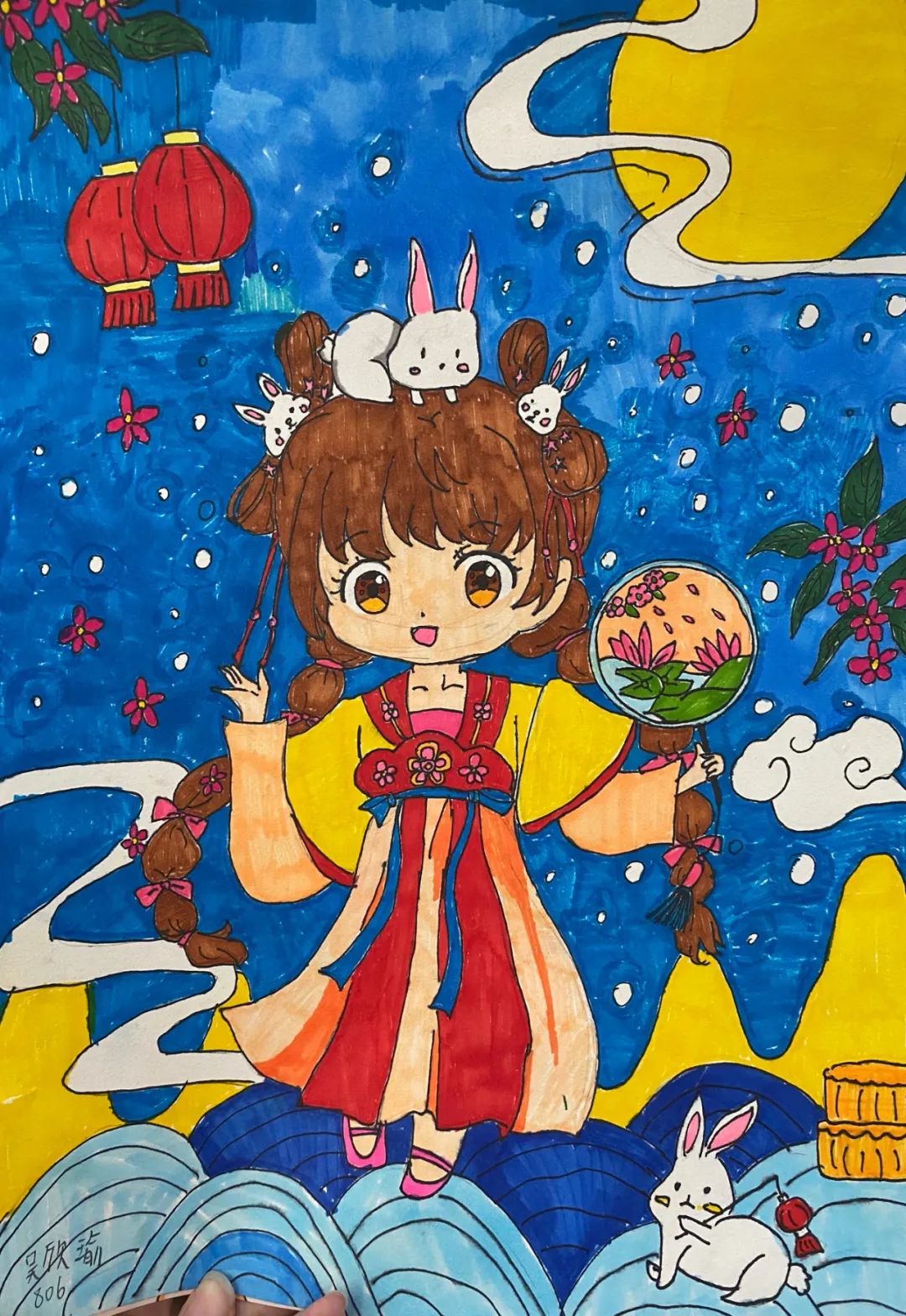 儿童浓情中秋绘画作品图片展示(1)